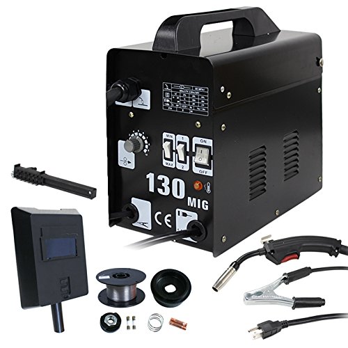 Smartxchoices MIG130 Gas-Less Automatic Feed Flux Core Wire Welding Machine w/Free Mask (Black,110V)