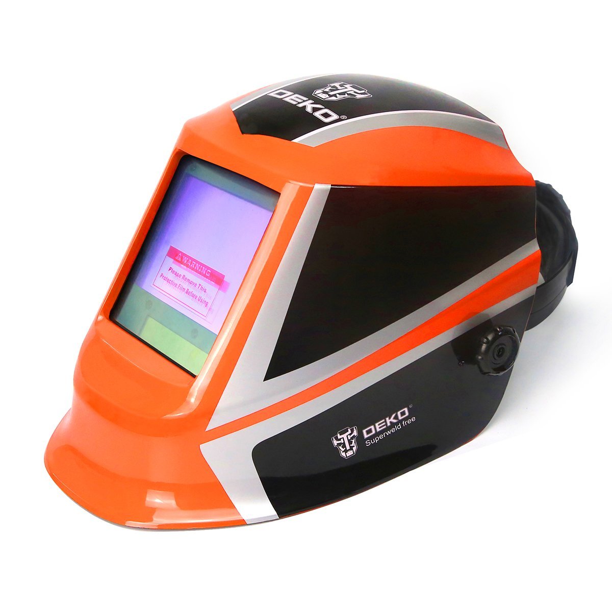 Solar Powered Welding Helmet Auto Darkening Professional Hood with Wide Lens Adjustable Shade Range 4/9-13 for Mig Tig Arc Weld Grinding Welder Mask (Orange)