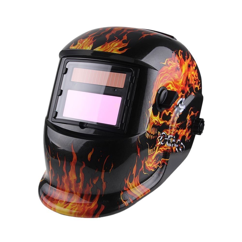 Z ZTDM Welding Helmet Pro Solar Auto Darkening Flame Skeleton Skull,Adjustable Shade Range 4/9-13 Weld/Grinding Welder Protective Gear Arc Mig Tig,CE EN379 ANSI Z87.1