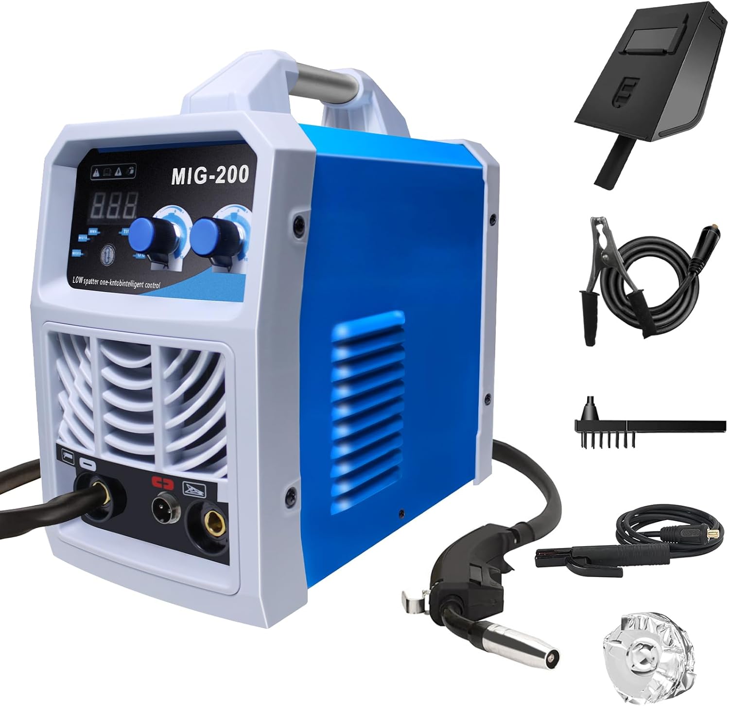 AQTZGOS MIG Welder 205Amp Digital Inverter IGBT Stick MMA Welder,110V Dual Voltage Hot Start Portable Welding Machine