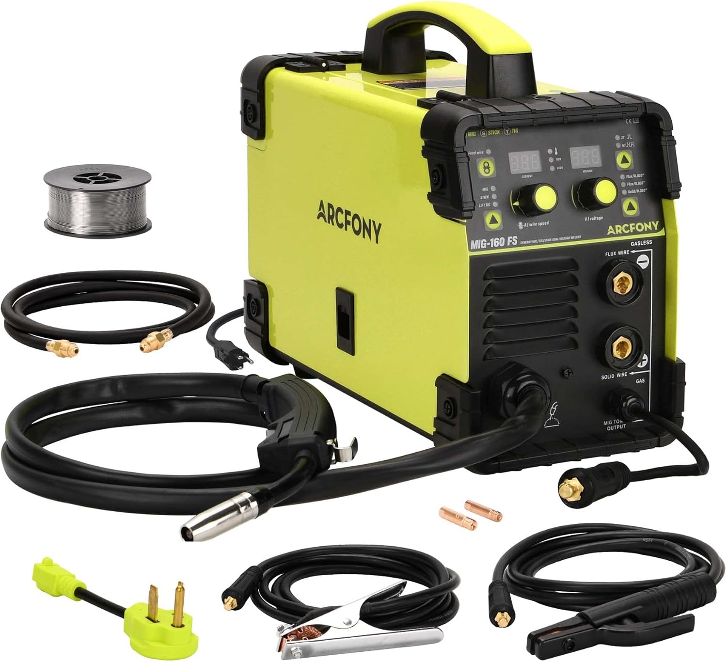 ARCFONY Mig Stick Tig 3 In 1 Gas asless Flux Soild MIG Welding Machine